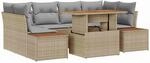 vidaXL Garten Essgruppe mit Kissen 9-Tlg Beige und Grau 3350037