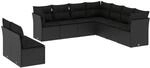 vidaXL 9-Tlg Garten-Sofagarnitur mit Kissen Schwarz Poly Rattan 3249674