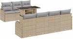 vidaXL Gartensofa-set mit Kissen mit Speicher 8-Tlg Beige Poly-Rattan 3357143