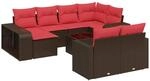 vidaXL 11-Tlg Gartensofa-Set mit Kissen Braun Polyrattan 3228914