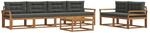 vidaXL Outdoor-Sofagarnitur mit Kissen 7 Stk Natur und Anthrazit 3367230