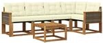 vidaXL Outdoor-Sofagarnitur mit Kissen 6 Stk Natur und Creme 3381962