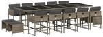 vidaXL 15-tlg Garten-Essgruppe mit Kissen Grau Poly Rattan Modell 11