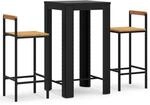 vidaXL 3-Tlg Gartenbar-Set Schwarz Poly Rattan & Massivholz Akazie 3187710