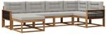 vidaXL Outdoor-Sofagarnitur mit Kissen 6 Stk Natur und Hellgrau 3382704