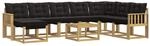 vidaXL Outdoor-Sofagarnitur mit Kissen 9-Tlg Wei&szlig; und Schwarz 3389786