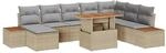 vidaXL Garten-Sofa-Set mit Speicher 9-Tlg Beige Poly Rattan 3358834