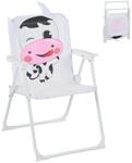 Relaxdays Kinder Klappstuhl Polyester Eisen Bunt Kuh Klappbar Rutschfest 51,5 cm x 36