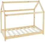 ML-Design Kinderbett 70x140 cm mit Dach und Lattenrost Natur Hausbett