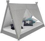 Homestyle4u Kinderbett TIPI 90 x 200 cm Grau 1967
