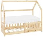 ML-Design Kinderbett 70x140 cm Natur mit Matratze Rausfallschutz Massivholz