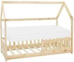ML-Design Kinderbett 80x160 cm Natur mit Matratze Rausfallschutz Massivholz
