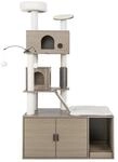 Costway Kratzbaum mit Katzenschrank Katzenm&ouml;bel Grau 95x55.5x173cm