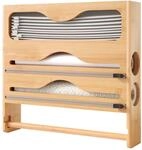 Relaxdays Wandrollenhalter Bambus Natur Schneidfunktion 33 cm x 34,5 cm x 7 cm 1,4 kg