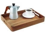 Relaxdays Serviertablett Akazienholz MDF Natur Mit Griffen 38,5 cm x 28,5 cm x 5 cm