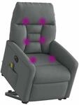 vidaXL Elektrischer Massagesessel mit Aufstehhilfe Dunkelgrau Stoff 3303063