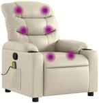 vidaXL Massagesessel mit Relaxfunktion Kunstleder Creme 3206904