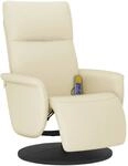 vidaXL Massagesessel mit Fu&szlig;teil Creme Kunstleder 356553