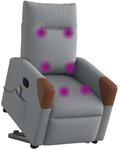 vidaXL Massagesessel mit Aufstehhilfe Hellgrau Stoff 3324014
