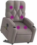 vidaXL Elektrischer Massagesessel mit Aufstehhilfe Taupe Stoff 3204754