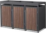 ML-Design M&uuml;lltonnenbox 3Er mit Pflanzdach Anthrazit-Holzoptik 240L