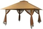 Costway 4 x 4 m Pavillon Gartenpavillon mit Netzseitenw&auml;nden Khaki