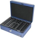 HMF 208 Geldkassette Euro-M&uuml;nzz&auml;hlbrett 25 x 18 x 9 cm Blau