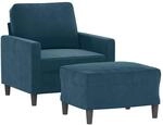 vidaXL Sessel mit Hocker Blau 60 cm Samt 3201054