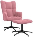 vidaXL Relaxsessel mit Hocker Rosa Samt 328110