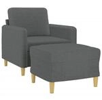 vidaXL Sessel mit Hocker Dunkelgrau 60 cm Stoff 3201185