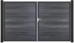 GroJa Solid Steckzaun Tor DIN Rechts DB Steingrau co-extrudiert