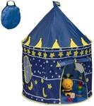 Relaxdays Spielzelt Mond und Sterne Polyester Stahl Fiberglas Blau Gelb Wei&szlig;