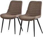 ML-Design Esszimmerst&uuml;hle 2Er Set Braun aus Kunstleder mit R&uuml;ckenlehne
