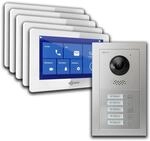 Goliath Basic Line 5-Familienhaus Video T&uuml;rsprechanlage Monitor Wei&szlig; - Silber