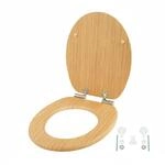 Relaxdays Toilettendeckel MDF Natur Absenkautomatik Rutschfest 43,5 cm x 37,5 cm x