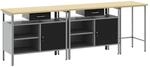vidaXL Werkbank-Set 3-Tlg Schwarz und Grau Pulverbeschichteter Stahl 3321396