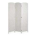 Relaxdays Paravent Holz Papierseil Wei&szlig; 3-teilig Faltbar 170 cm x 120 cm x 2 cm 3,2