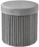 Relaxdays Sitzhocker Samt Hellgrau Mit Stauraum Faltbar 38 cm x 38 cm 1,4 kg