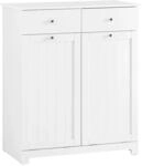SoBuy Badschrank mit 2 W&auml;sches&auml;cken W&auml;scheschrank W&auml;schesammler Wei&szlig; 78x90x38cm