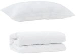 vidaXL Bettdecken Set mit Kissen 2-Tlg Wei&szlig; Mikrofaser 3376762
