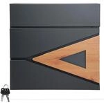 ML-Design Briefkasten Stahl mit Zeitungsfach 37x36,5x11 cm Anthrazit/Holzoptik