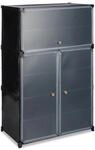 Relaxdays Schuhschrank Kunststoff Schwarz 6 F&auml;cher 94 cm x 61,5 cm x 31,5 cm 5,1 kg