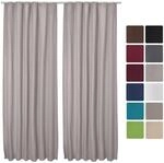 Beautissu Amelie TK Vorhang mit Kr&auml;uselband 140x245cm Grau 2tlg