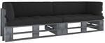 vidaXL 2-Sitzer-Palettensofa mit Kissen Grau Impr&auml;gniertes Kiefernholz 3066632