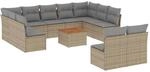 vidaXL 12-Tlg Garten-Sofagarnitur mit Kissen Beige Poly Rattan 3223889
