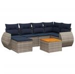 vidaXL 7-Tlg Gartensofa-Set mit Kissen Grau Polyrattan 3225109