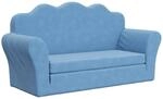 vidaXL Kinder-Schlafsofa 2-Sitzer Blau Weicher Pl&uuml;sch 357062