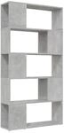 vidaXL B&uuml;cherregal Raumteiler Betongrau 80x24x155 cm Holzwerkstoff 809147