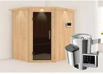 Karibu Sauna Livia mit Ofen externe Stg.Easy LED-Dachkranz Natur