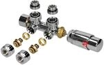 LuxeBath Ventil-Armaturen Set Multiblock Chrom Eckform mit Thermostatkopf